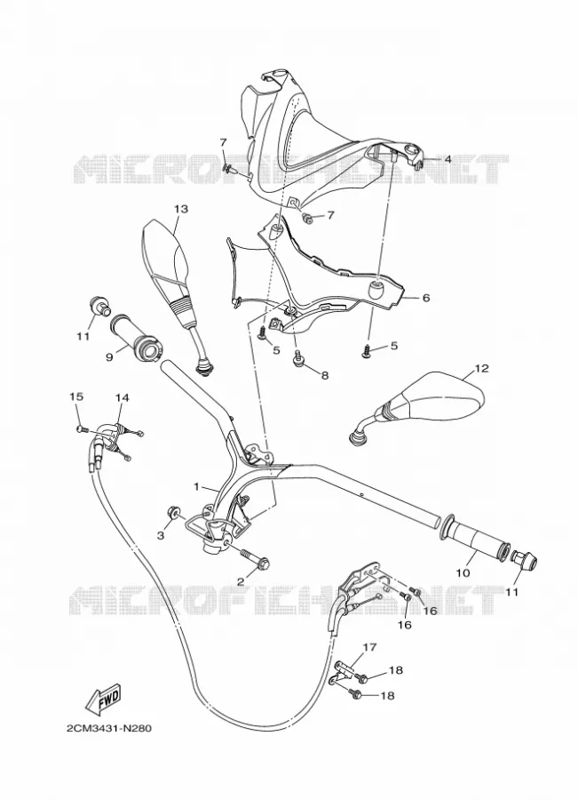 GUIDON ET CABLES Yamaha SCOOTER 125 2014 TRICITY  MW125TRICITY