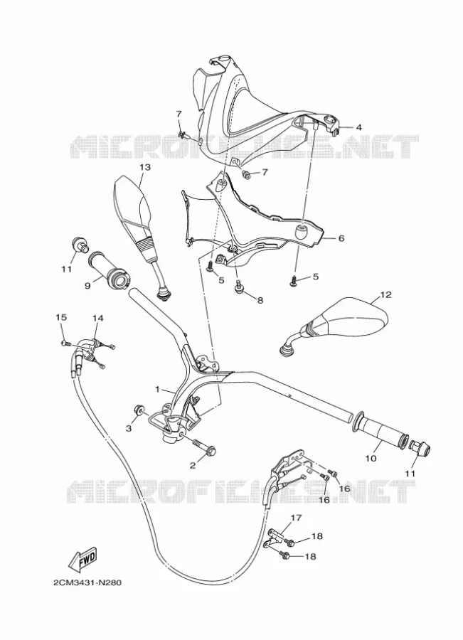 GUIDON ET CABLES Yamaha SCOOTER 125 2014 TRICITY  MW125TRICITY