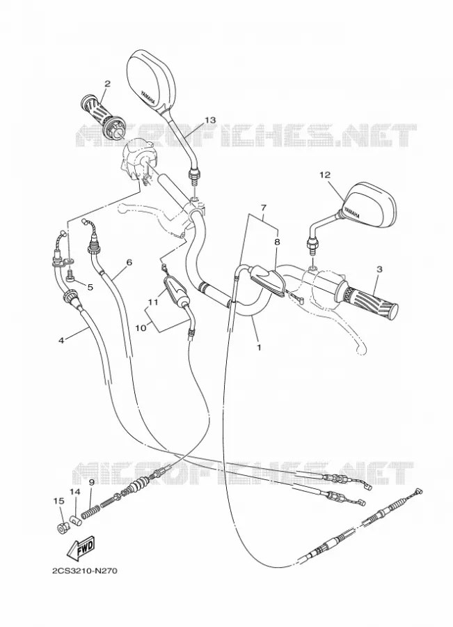 GUIDON ET CABLES Yamaha MOTO 125 2014 YB  YB125
