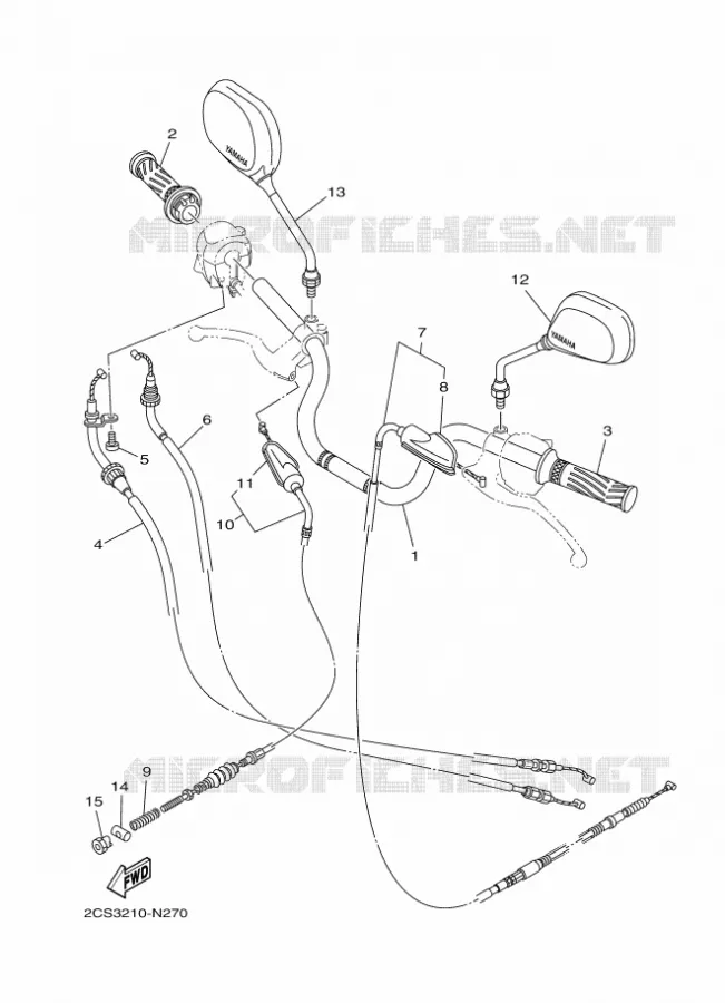 GUIDON ET CABLES Yamaha MOTO 125 2014 YB  YB125