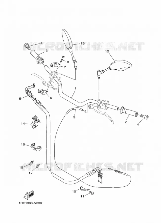 GUIDON ET CABLES Yamaha MOTO 850 2014 MT09 ABS  MT09A