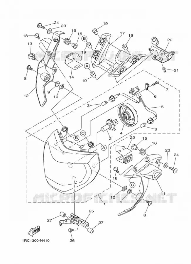 PHARE  Yamaha MOTO 850 2014 MT09 ABS  MT09A