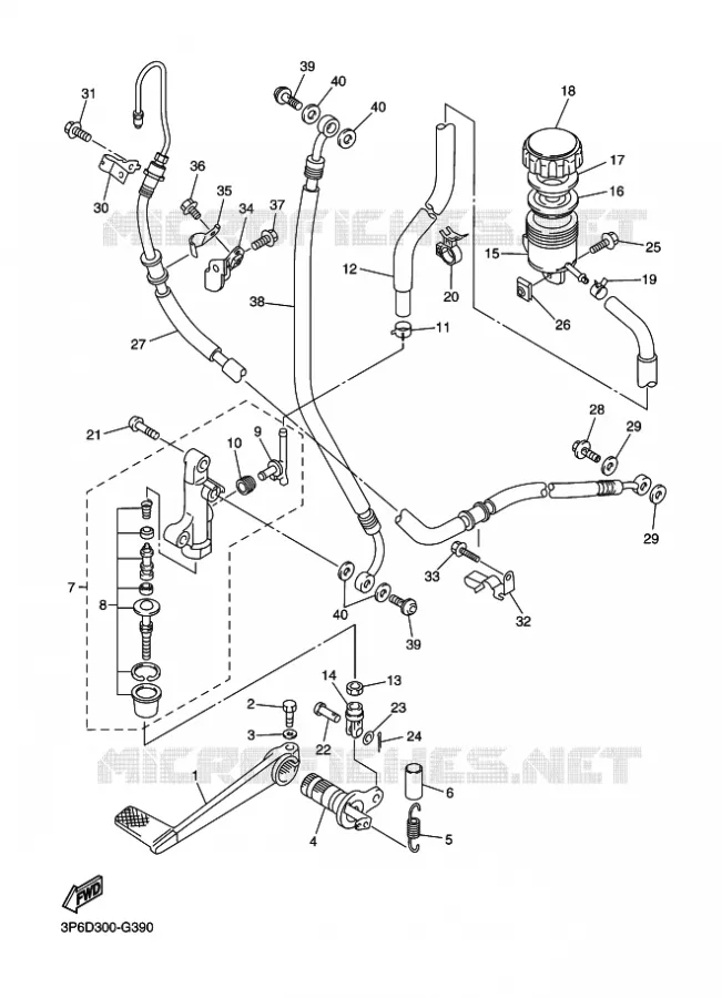 MAITRE CYLINDRE DE FREIN ARRIERE Yamaha MOTO 1300 2014 FJR  FJR1300AE