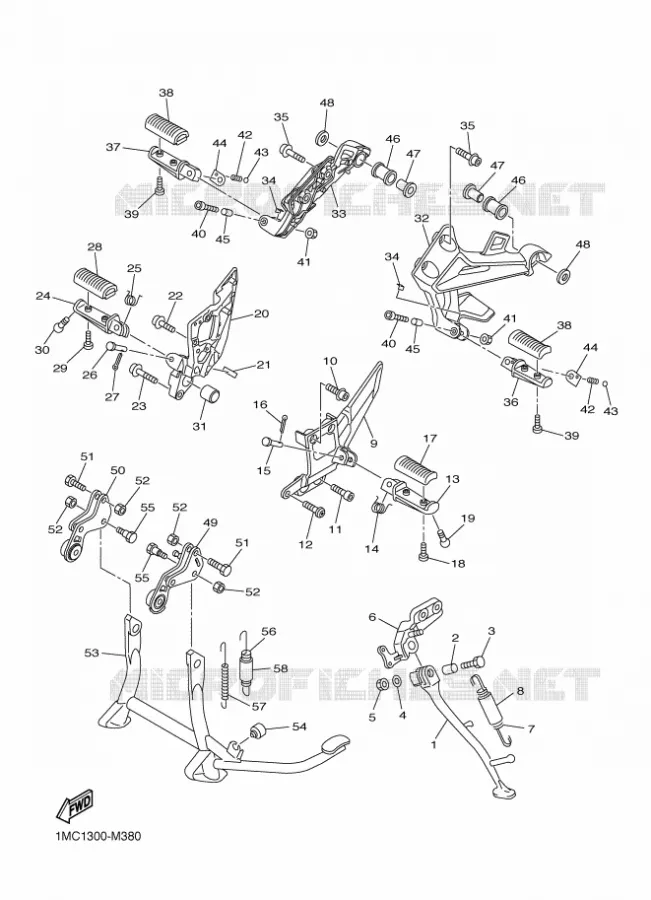 SUPPORT / REPOSE PIEDS Yamaha MOTO 1300 2014 FJR  FJR1300AE