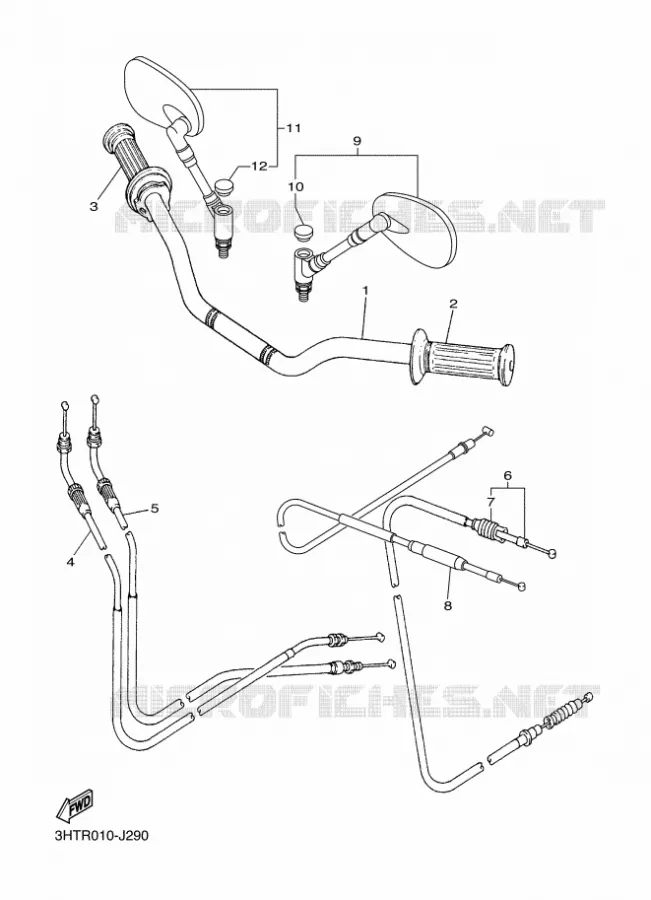 GUIDON ET CABLES Yamaha MOTO 400 2014 SR  SR400