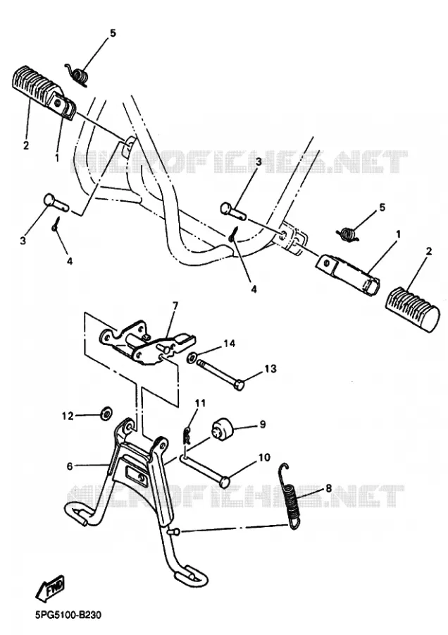 SUPPORT / REPOSE PIEDS Yamaha MOTO 50 2014 PW  PW50