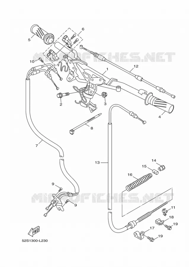 GUIDON ET CABLES Yamaha SCOOTER 125 2014 XENTER  HW125