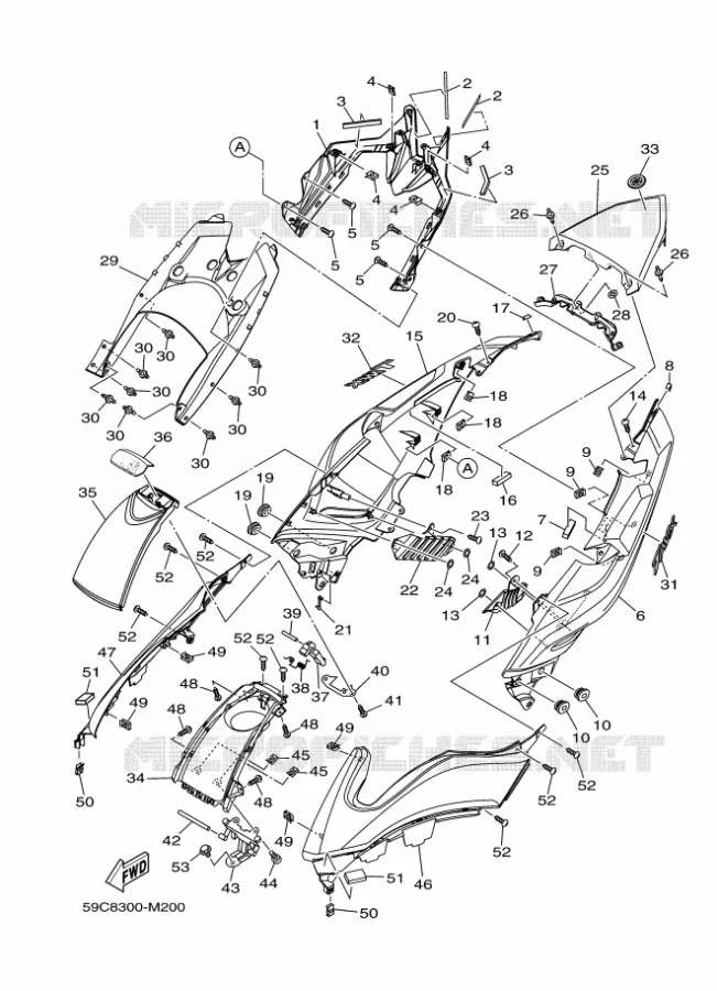 COUVERCLE LATERAL Yamaha SCOOTER 530 2014 TMAX  XP500