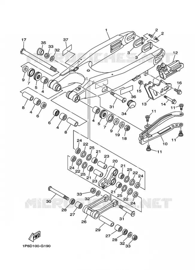 BRAS ARRIERE Yamaha MOTO 250 2015 YZ  YZ250