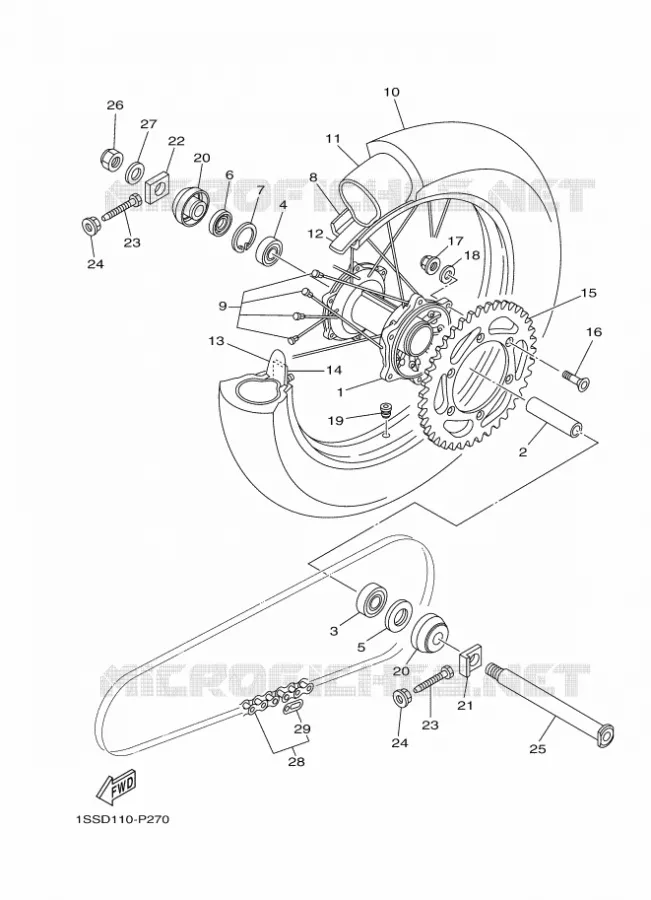 ROUE ARRIERE Yamaha MOTO 250 2015 YZ  YZ250