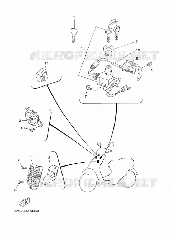 PARTIE ELECTRIQUE 1 Yamaha SCOOTER 50 2015 NEOS 4T  YN50F