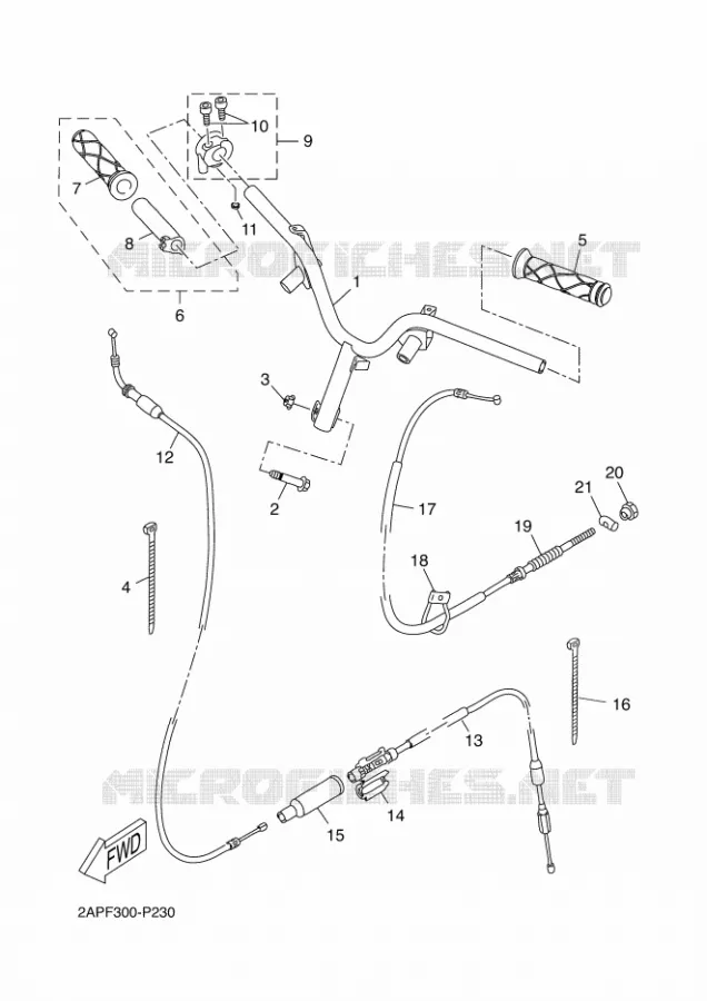 GUIDON ET CABLES Yamaha SCOOTER 50 2015 OVETTO  YN50