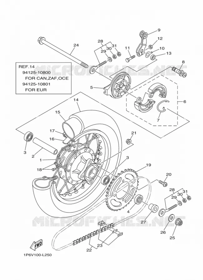 ROUE ARRIERE Yamaha MOTO 50 2015 TTR  TT-R50E
