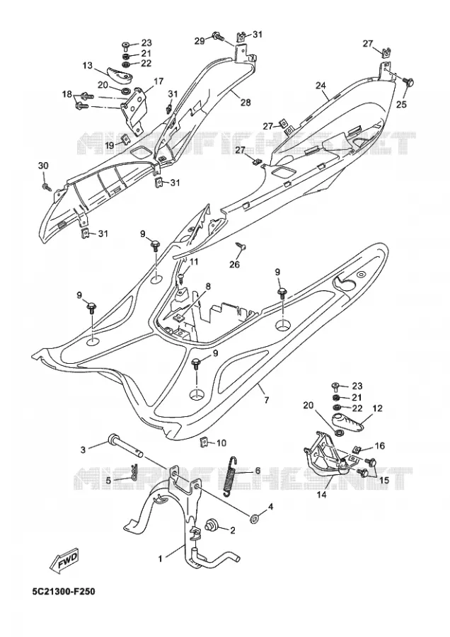 SUPPORT / REPOSE PIEDS Yamaha SCOOTER 50 2016 NEOS  YN50