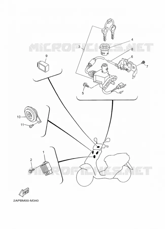 PARTIE ELECTRIQUE 1 Yamaha SCOOTER 50 2016 OVETTO  YN50