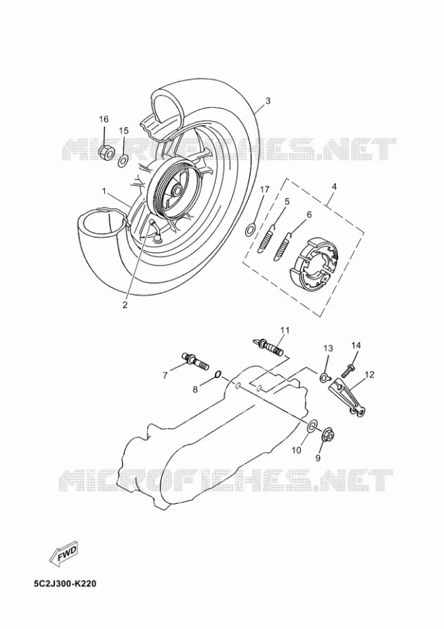 ROUE ARRIERE Yamaha SCOOTER 50 2016 OVETTO  YN50