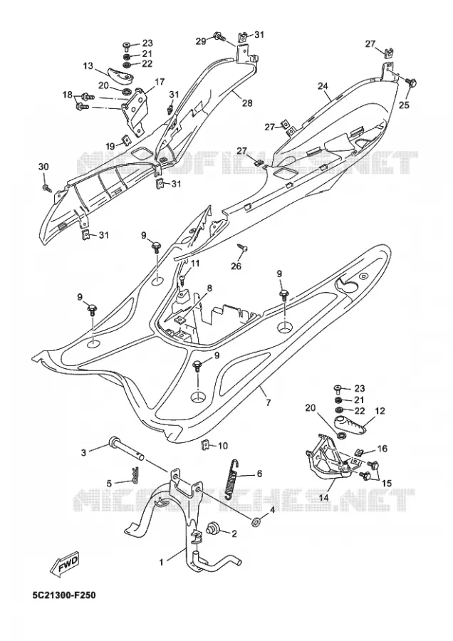 SUPPORT / REPOSE PIEDS Yamaha SCOOTER 50 2016 OVETTO  YN50