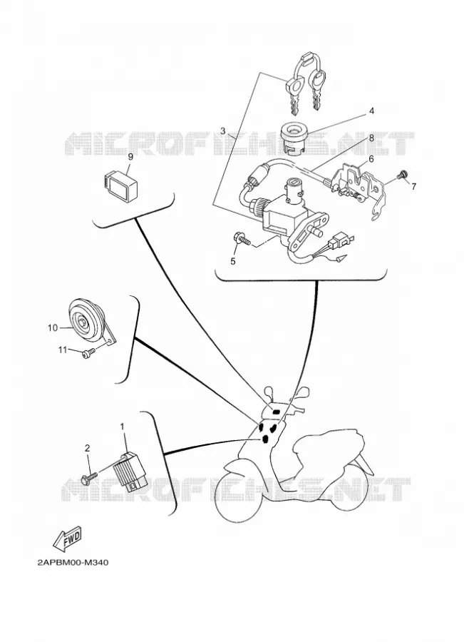 PARTIE ELECTRIQUE 1 Yamaha SCOOTER 50 2016 OVETTO  YN50