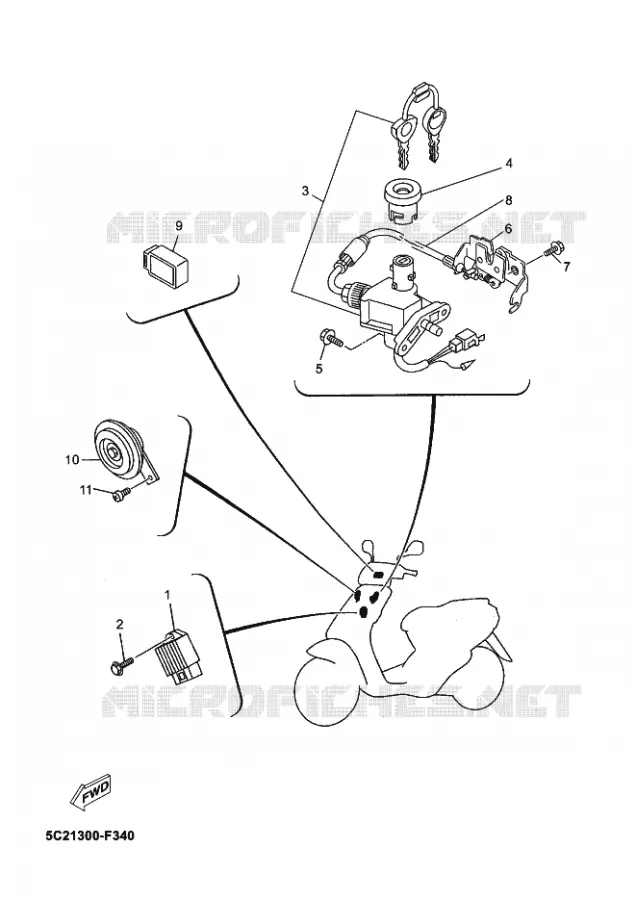 PARTIE ELECTRIQUE 1 Yamaha SCOOTER 50 2010 NEOS  YN50NEOS