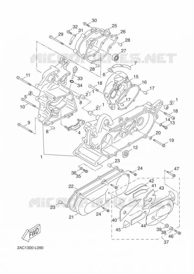 CARTER MOTEUR Yamaha SCOOTER 50 2013 OVETTO 4T  YN50F