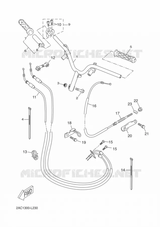 GUIDON ET CABLES Yamaha SCOOTER 50 2013 OVETTO 4T  YN50F