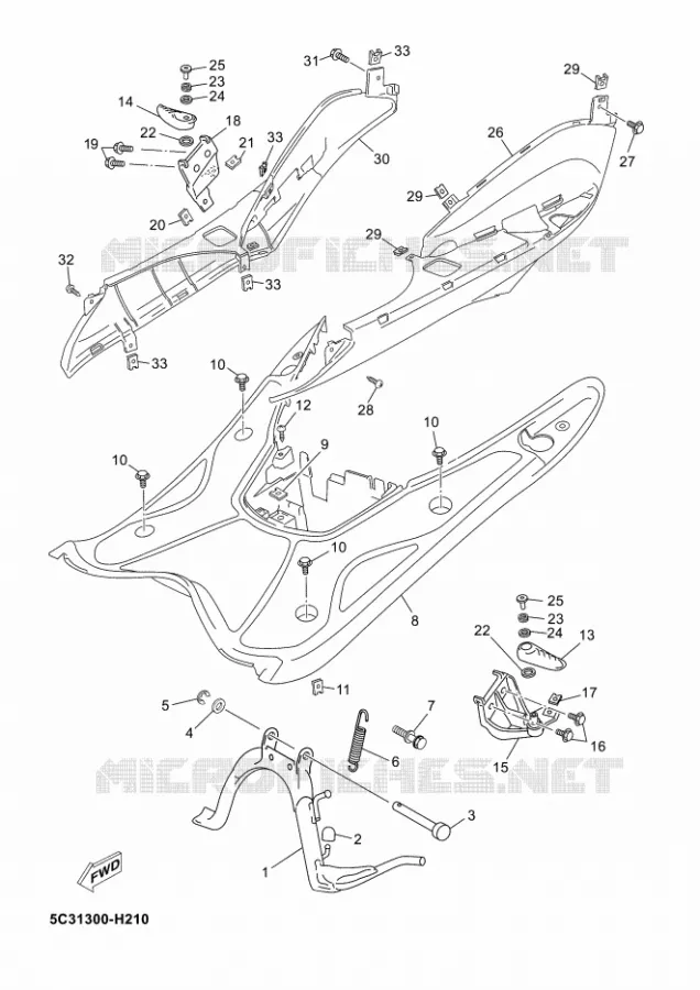 SUPPORT / REPOSE PIEDS Yamaha SCOOTER 50 2015 OVETTO 4T UBS  YN50FU