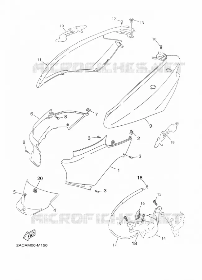 COUVERCLE LATERAL Yamaha SCOOTER 50 2014 OVETTO 4T UBS  YN50FU