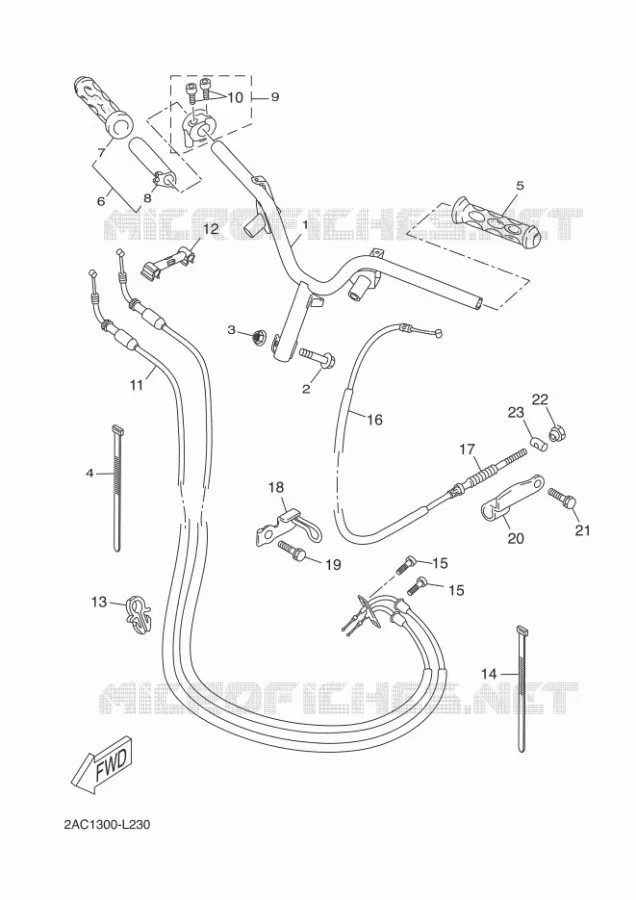 GUIDON ET CABLES Yamaha SCOOTER 50 2014 OVETTO 4T UBS  YN50FU