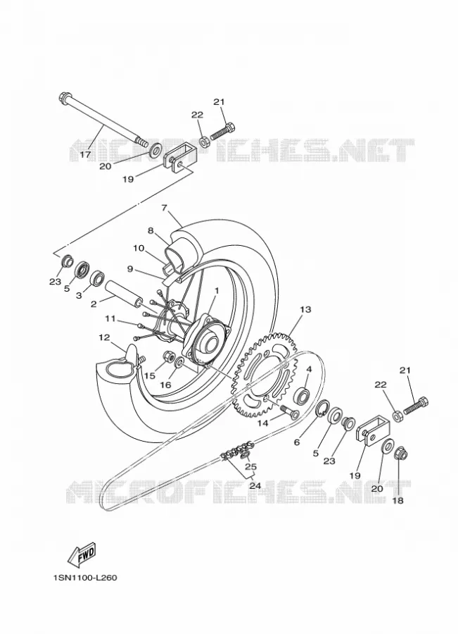 ROUE ARRIERE Yamaha MOTO 85 2014 YZ GRANDES ROUES  YZ85LW