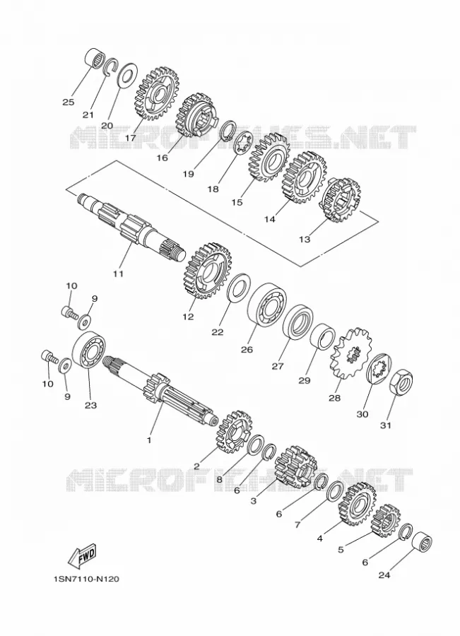 TRANSMISSION Yamaha MOTO 85 2014 YZ GRANDES ROUES  YZ85LW