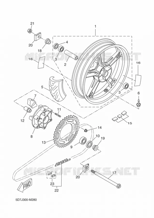 ROUE ARRIERE Yamaha MOTO 125 2013 YZF-R 125  YZF-R125
