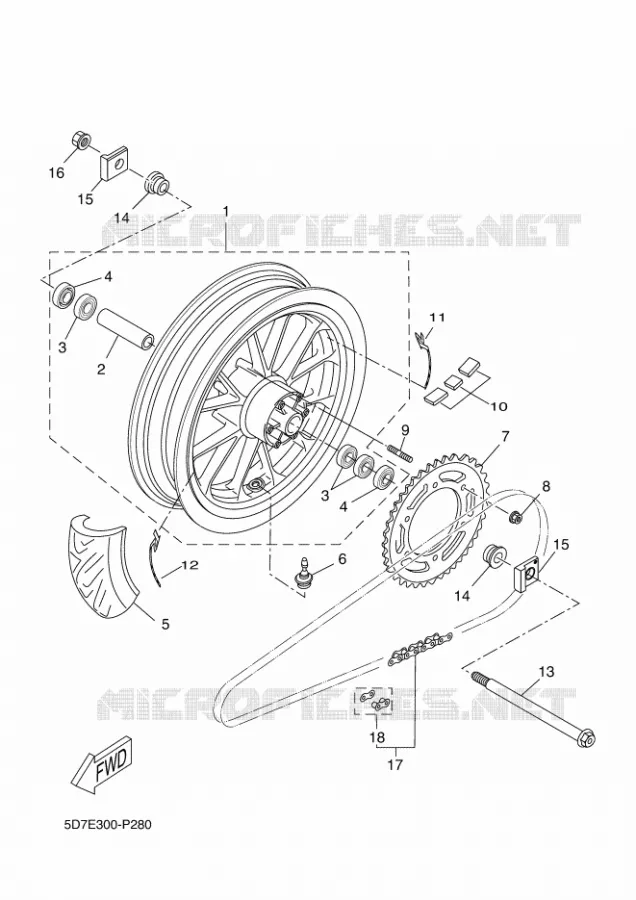 ROUE ARRIERE Yamaha MOTO 125 2016 R125  YZF-R125A