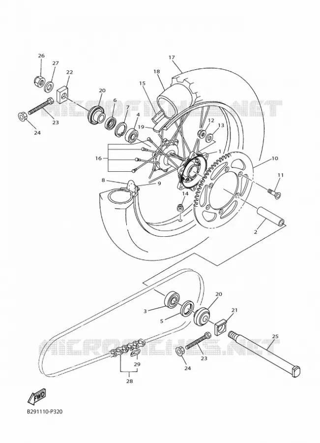 ROUE ARRIERE Yamaha MOTO 250 2015 WRF  WR250F