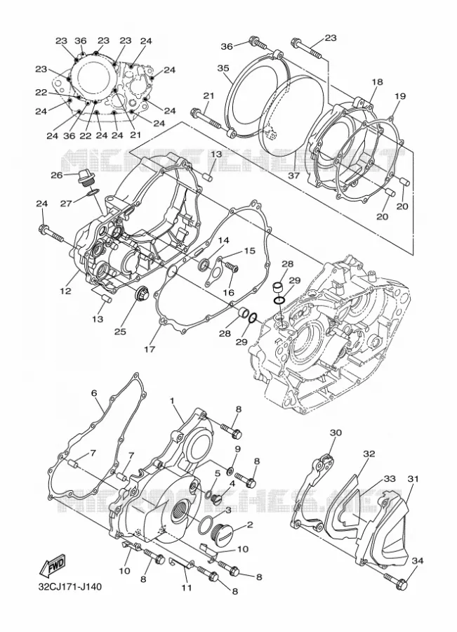 CARTER - MOTEUR 1 Yamaha MOTO 250 2014 WR-R  WR250R