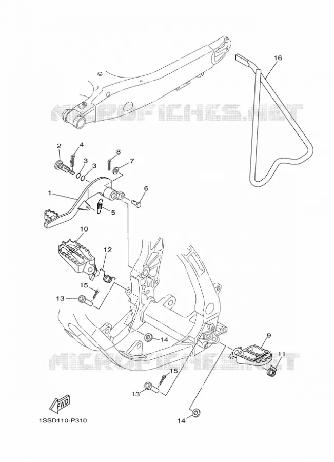 SUPPORT / REPOSE PIEDS Yamaha MOTO 250 2016 YZ  YZ250