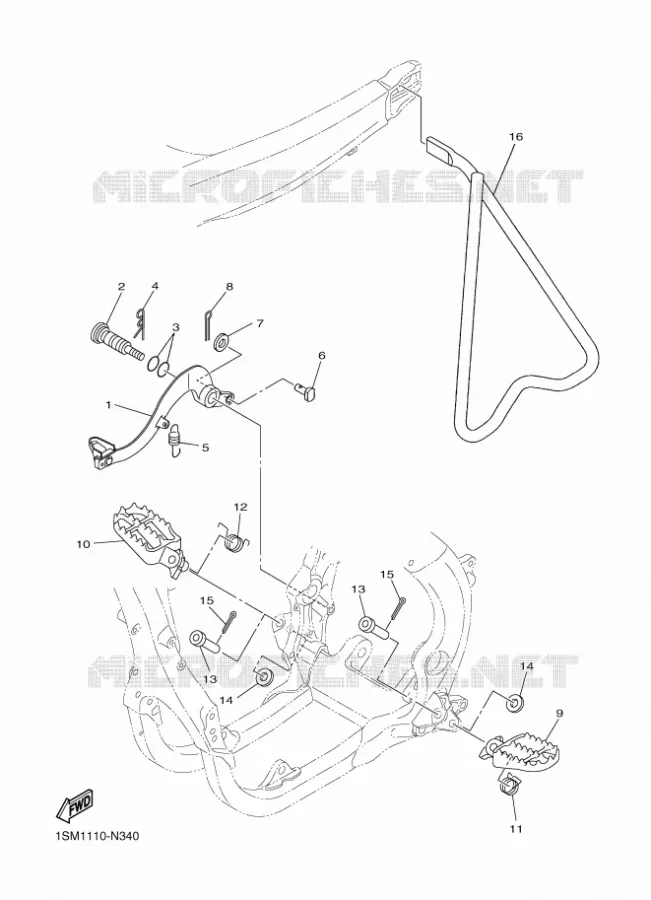 SUPPORT / REPOSE PIEDS Yamaha MOTO 250 2016 YZF  YZ250F
