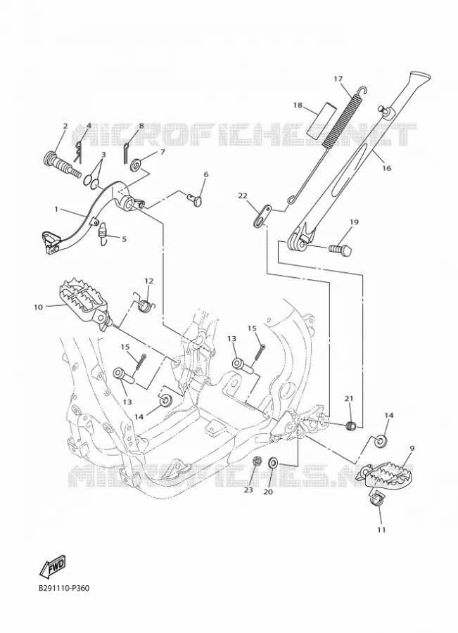 SUPPORT / REPOSE PIEDS Yamaha MOTO 250 2015 YZ  YFM700FWAD