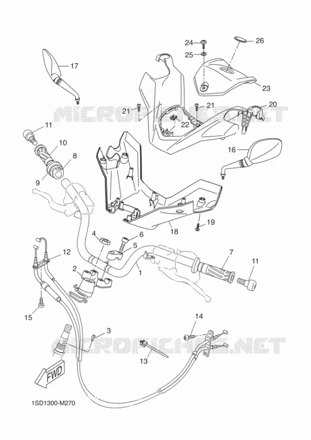 GUIDON ET CABLES Yamaha SCOOTER 400 2016 XMAX  YP400RA