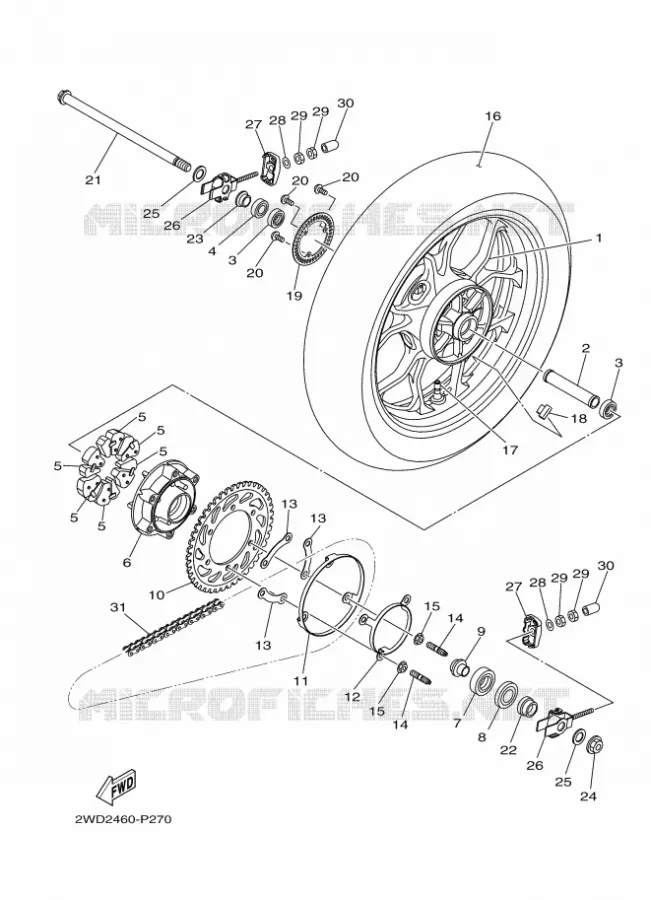 ROUE ARRIERE Yamaha MOTO 300 2015 R3 ABS RACE BLUE  YZF-R3A