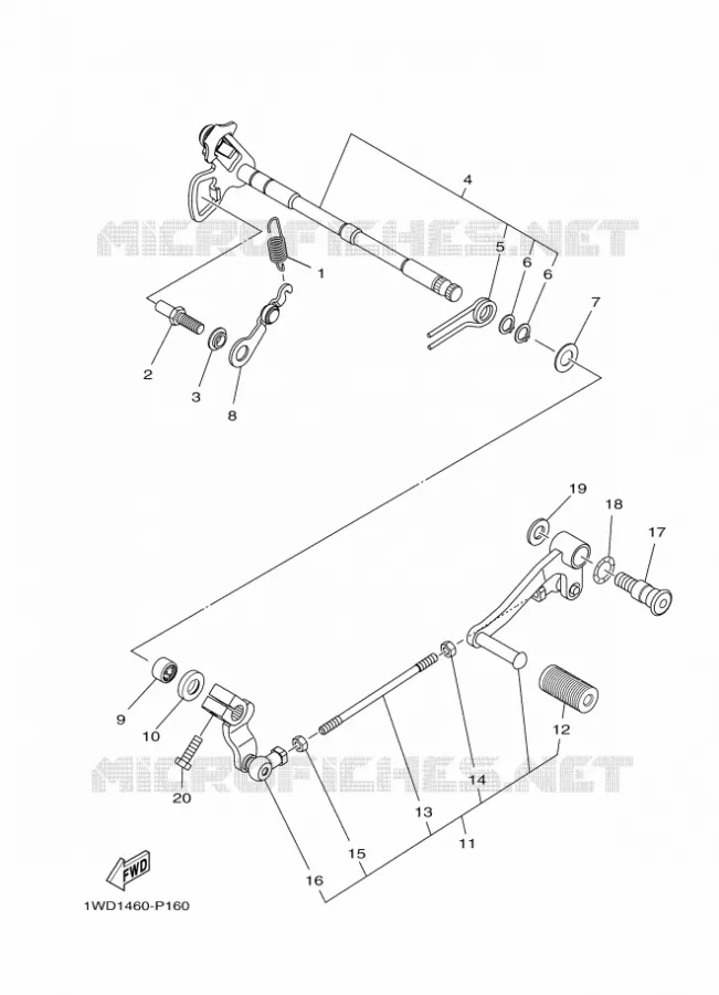 AXE DE SELECTEUR / PEDALE Yamaha MOTO 300 2015 R3 ABS  YZF-R3A