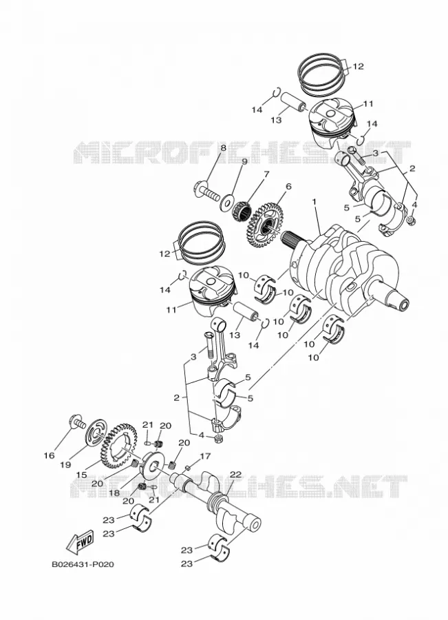 VILEBREQUIN / PISTON Yamaha MOTO 300 2015 R3 ABS  YZF-R3A