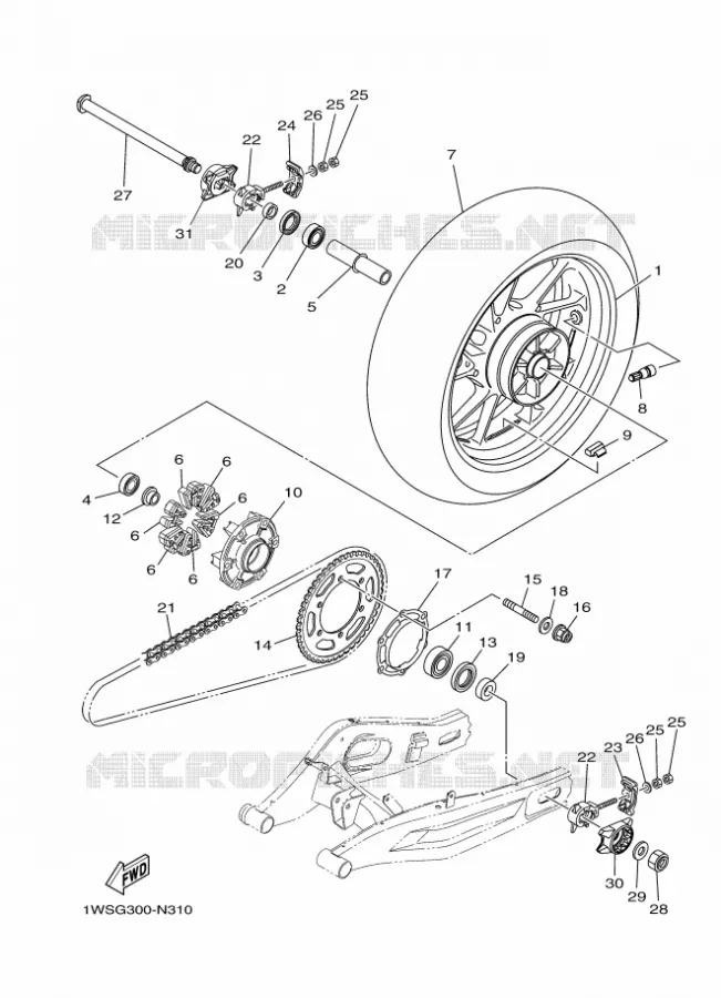 ROUE ARRIERE Yamaha MOTO 700 2015 MT07 RACE BLUE  MT07