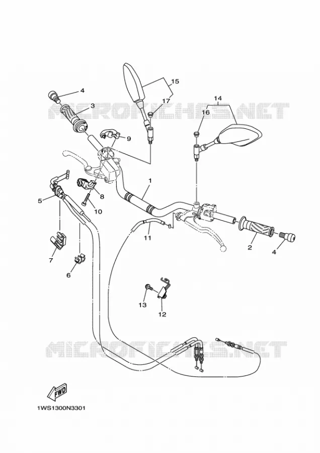 GUIDON ET CABLES Yamaha MOTO 700 2014 MT07 ABS  MT07A