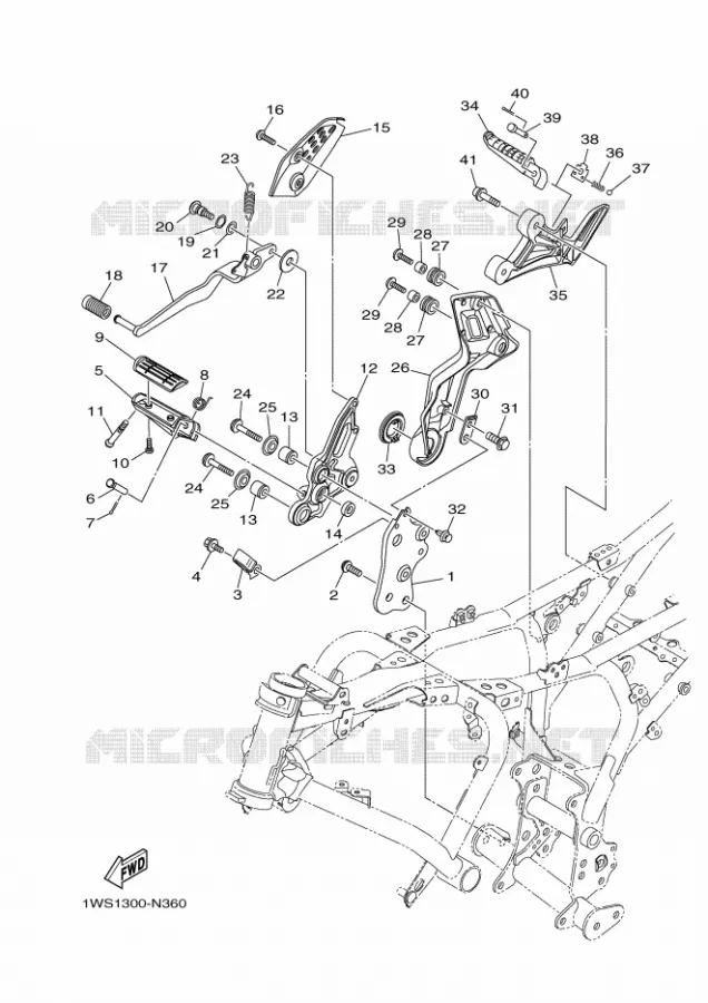 SUPPORT / REPOSE PIEDS 2 Yamaha MOTO 700 2014 MT07 ABS  MT07A