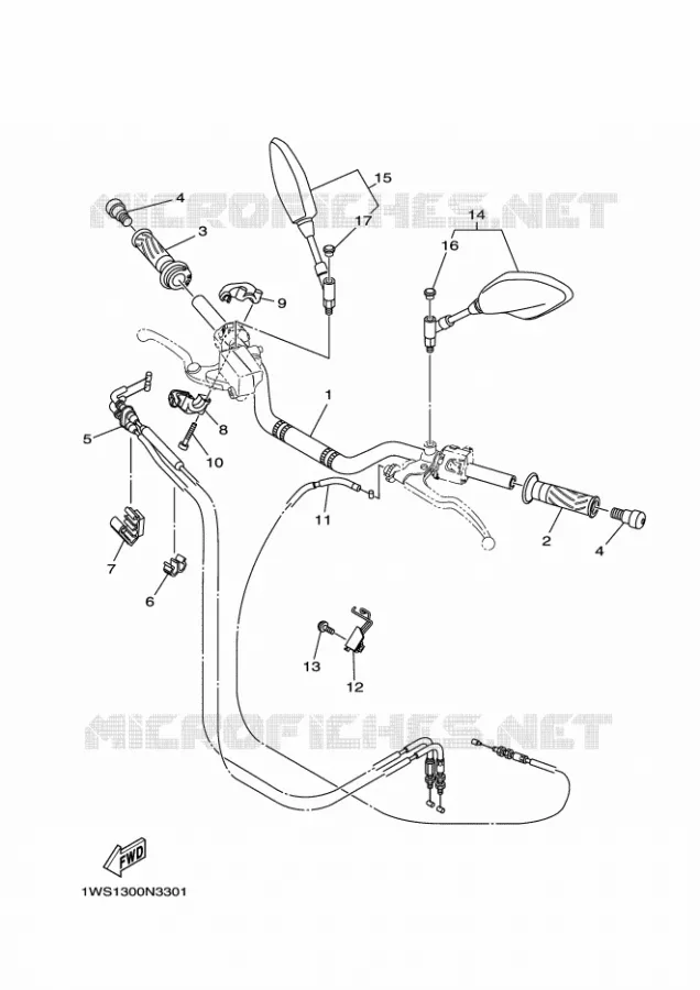 GUIDON ET CABLES Yamaha MOTO 700 2014 MT07 ABS  MT07A