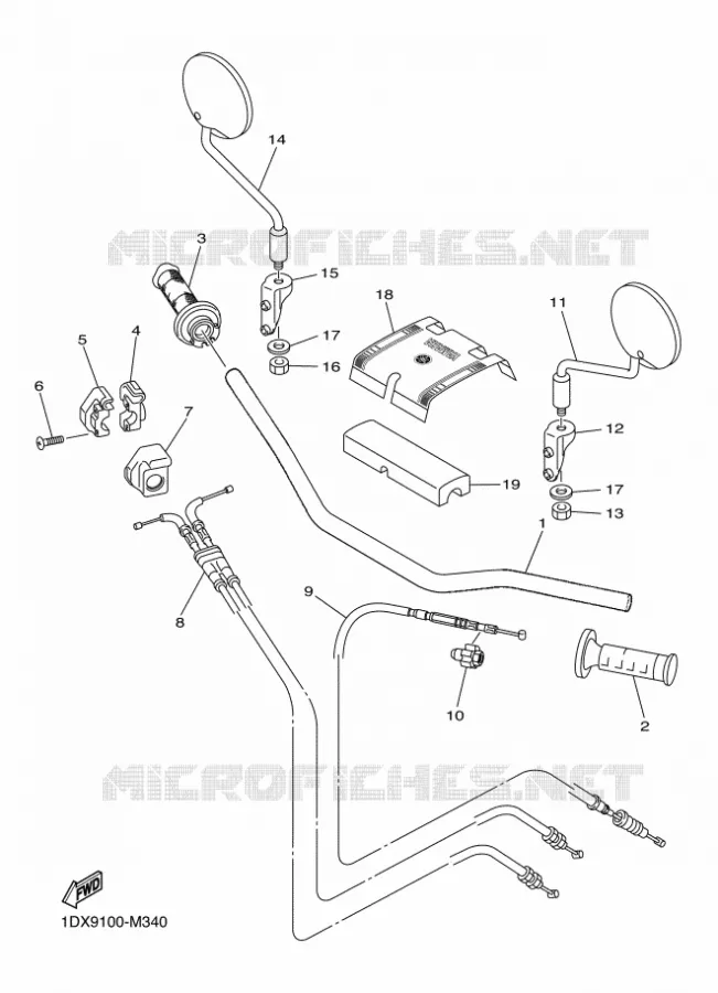 GUIDON ET CABLES Yamaha MOTO 450 2015 WRF  WR450F