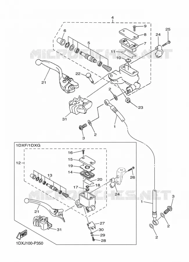 MAITRE CYLINDRE DE FREIN AVANT Yamaha MOTO 450 2015 WRF  WR450F