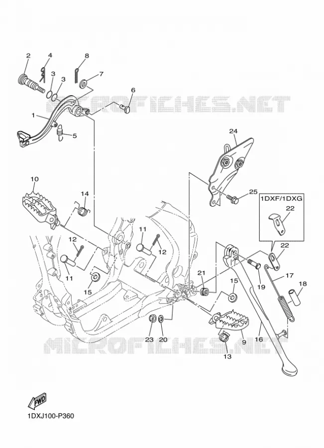SUPPORT / REPOSE PIEDS Yamaha MOTO 450 2015 WRF  WR450F