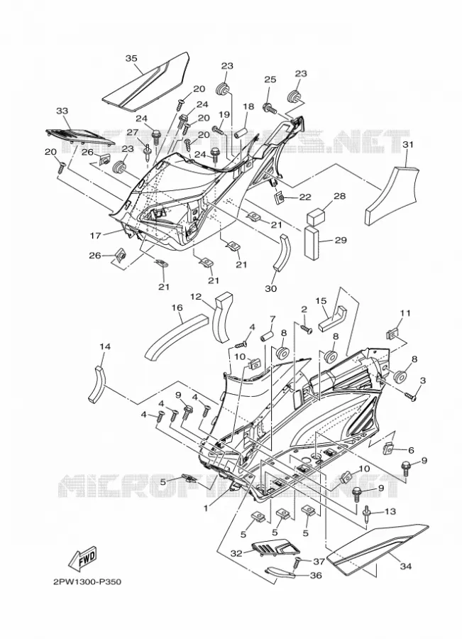 SUPPORT / REPOSE PIEDS 2 Yamaha SCOOTER 500 2015 TMAX  XP500