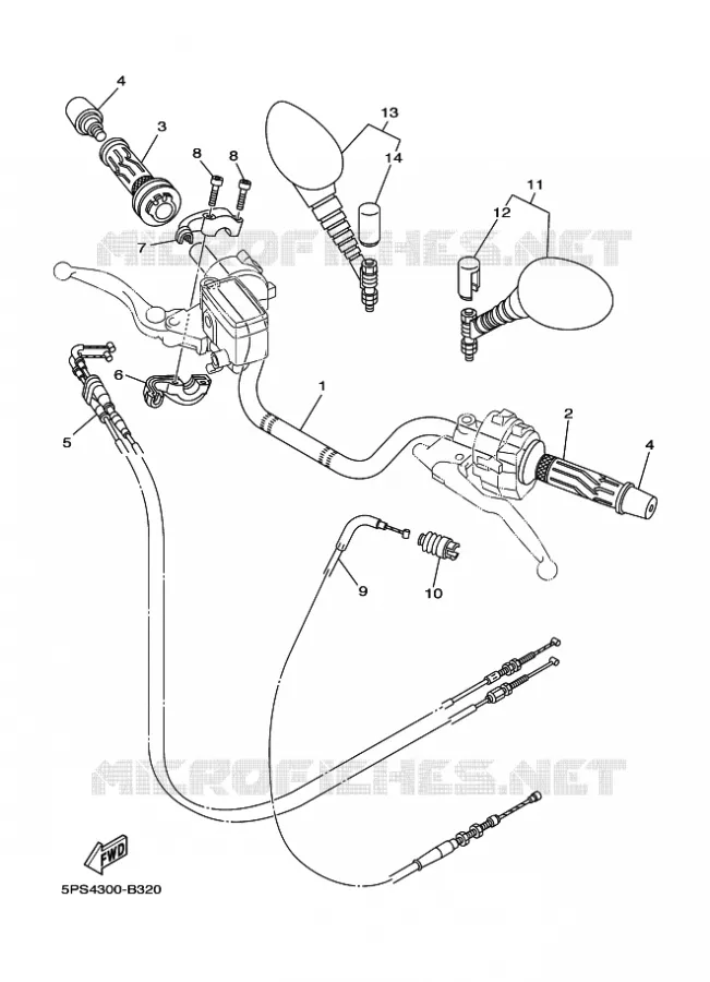 GUIDON ET CABLES Yamaha MOTO 900 2010 TDM  TDM900A